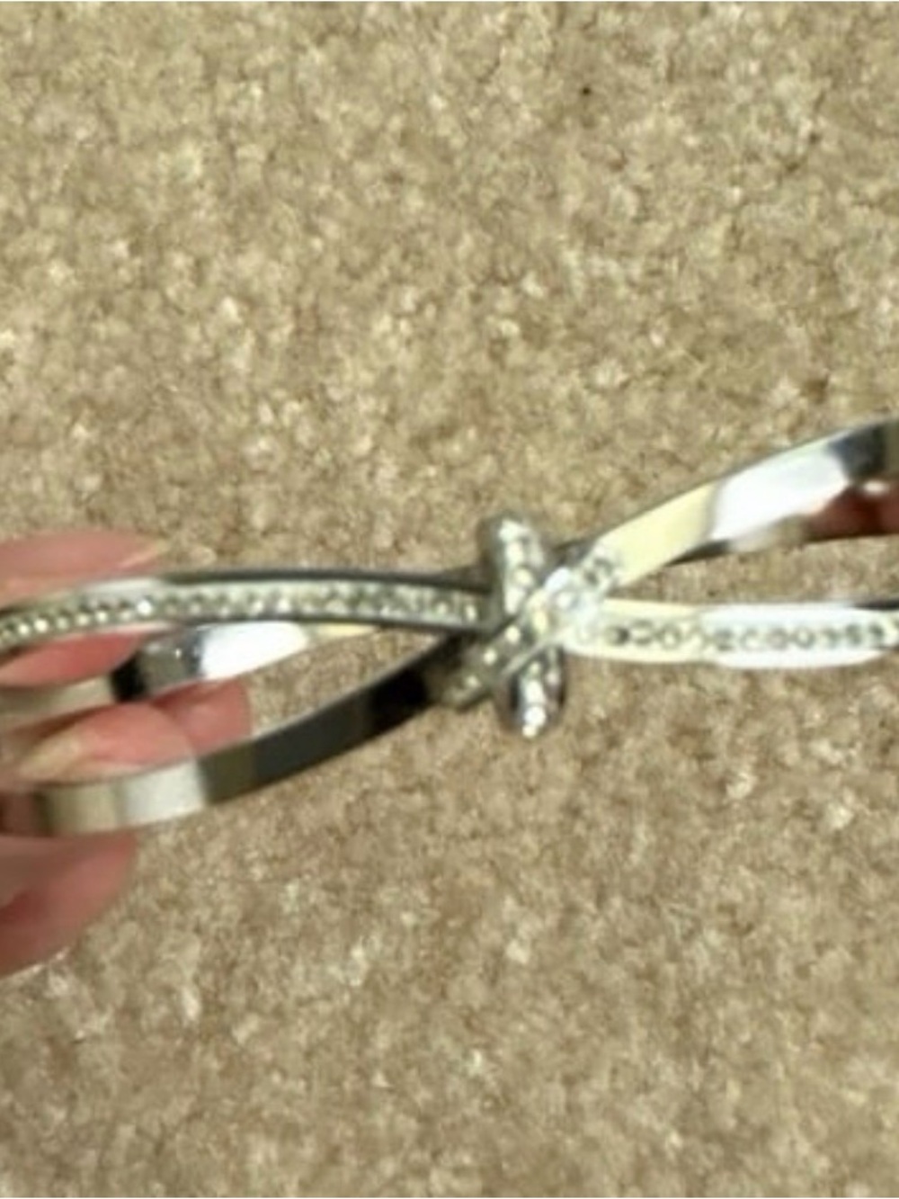 Silver Crystal Knot Bangle Bracelet